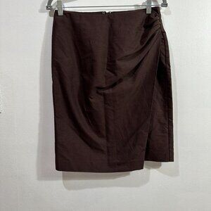 Max Mara Studio Women's  Brown A- line Knee Length Zip Closure Skirt  Sz 6